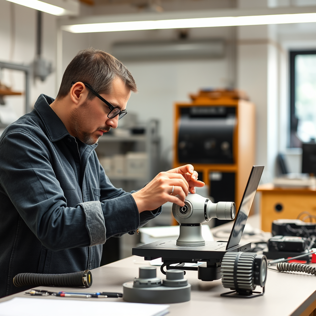 Industrial designer working on prototype
